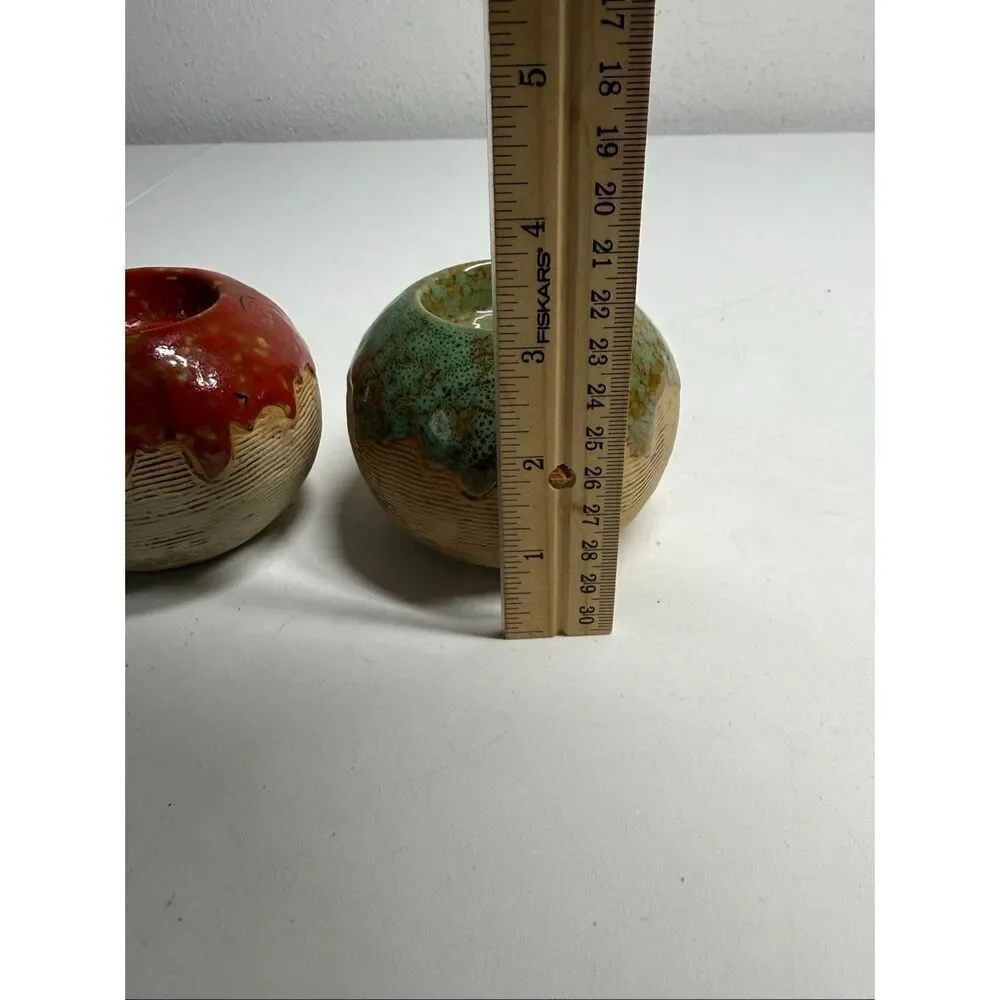 Elements 2 Stoneware Drip Glaze Candle Holders Imagine/ Believe Flower Plaques